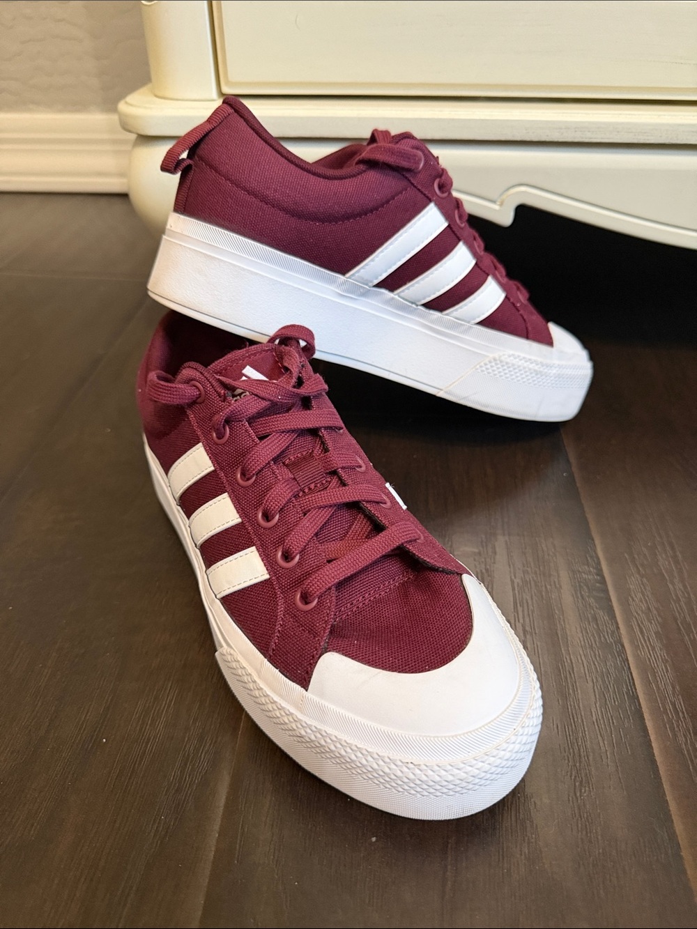 Adidas Bravada Platform Women’s Maroon Canvas Sneakers